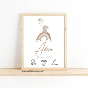 Affiche Lapin arc en ciel