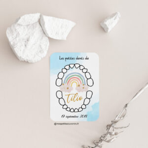 Carte dents de lait Arc en ciel bleu