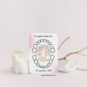 Carte dents de lait Arc en ciel rose