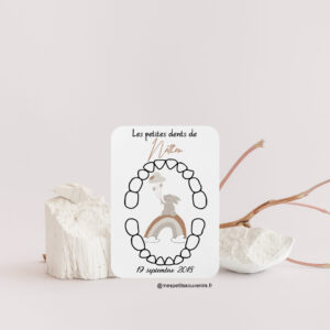Carte dents de lait Arc en ciel Lapin