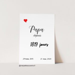 Affiche A3 personnalisée Papa depuis ... jours