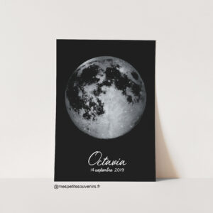 Affiche A3 Naissance Personnalisée Lune