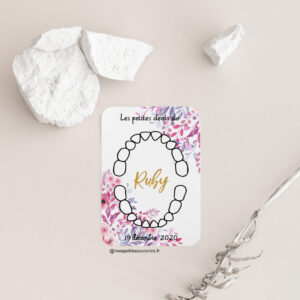 Carte dents de lait Aquarelle Fleurs
