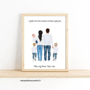 Affiche A4 Ma jolie famille maman papa et 3 enfants