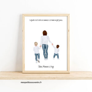 Affiche A4 Ma jolie famille Maman et 2 enfants