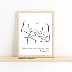 Affiche A4 Minimaliste personnalisée Dans les bras de Papa