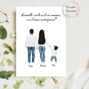 Affiche A4 Ma jolie famille Maman Papa et enfant