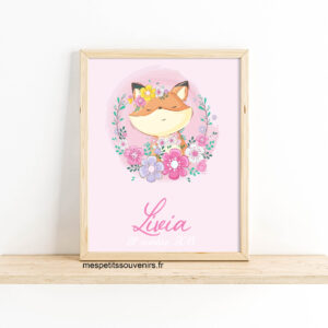 Affiche Naissance Personnalisée Renard & Fleurs