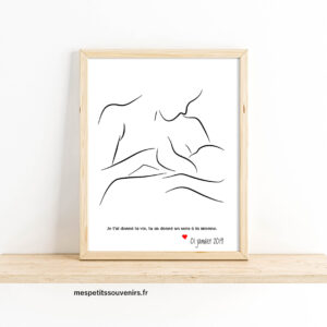 Affiche A4 Minimaliste personnalisée Dans les bras de Maman