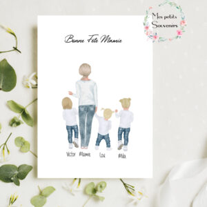 Affiche A4 Ma jolie famille Mamie et ses petits enfants