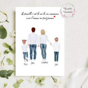 Affiche A4 Ma jolie famille Maman Papa 2 enfants