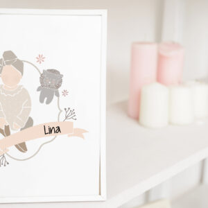 Affiche A4 Bébé fille (couleurs nude)