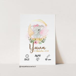 Affiche A4 Personnalisée Éléphant rose