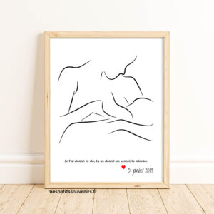 Affiche A3 Minimaliste personnalisée Dans les bras de Maman