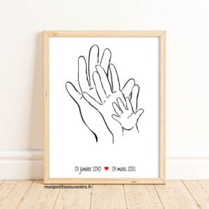 Affiche A3 Minimaliste personnalisée 3 mains