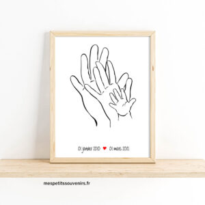 Affiche A4 Minimaliste personnalisée 3 mains