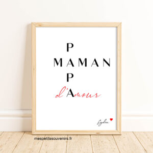 Affiche A3 Minimaliste Papa & Maman d'amour