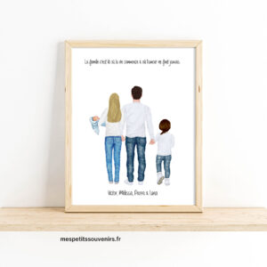 Affiche A4 Ma jolie famille Maman Papa nouveau né et enfant