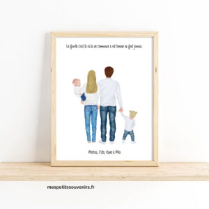 Affiche A4 Ma jolie famille Maman Papa 2 enfants