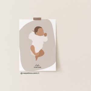 Affiche A4 Art abstrait bébé sur le dos