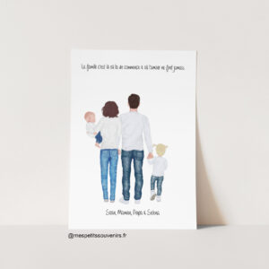 Affiche A4 Ma jolie famille Maman Papa bébé et enfant