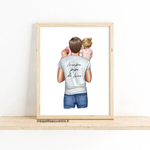 Affiche A4 Papa et nouveau né(e) et petite fille