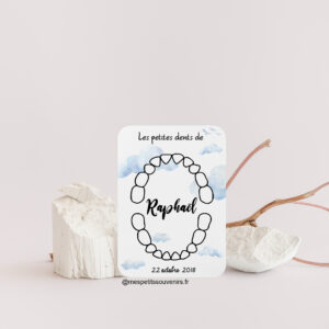 Carte dents de lait PERSONNALISÉE nuages