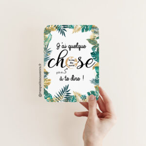 Carte à gratter tu vas être mamie Feuillage tropical Or et vert