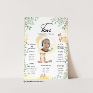 Affiche anniversaire A4 animaux de la forêt