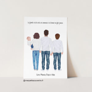 Affiche A4 Ma jolie famille Maman Papa bébé et adolescent