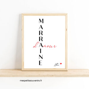 Affiche A4 Minimaliste MARRAINE d'amour