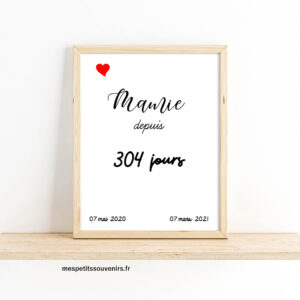 Affiche A4 Minimaliste Mamie depuis ... jours