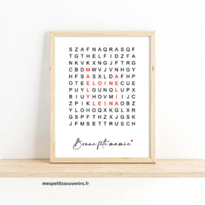 Affiche A3 Minimaliste Mots mêlés bonne fête mamie