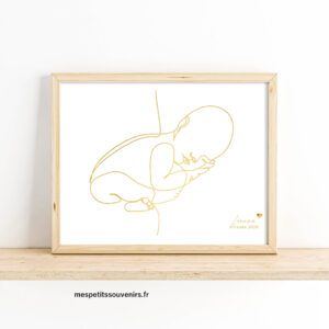 Affiche Or métallique A4 minimaliste bébé nouveau né