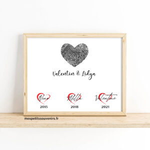 Affiche A4 Minimaliste personnalisée empreintes et coeurs