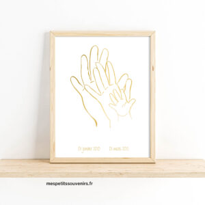 Affiche Or métallique A4 Minimaliste personnalisée 3 mains