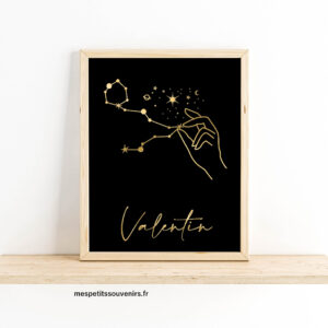 Affiche A4 finition métallique signe astrologique