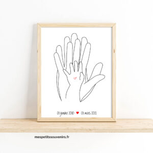 Affiche A4 Minimaliste personnalisée 3 mains