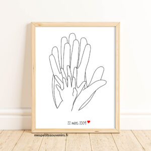 Affiche A3 Minimaliste personnalisée 4 mains