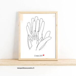 Affiche A4 Minimaliste personnalisée 4 mains