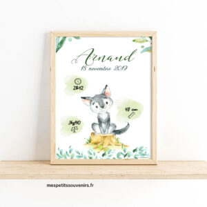 Affiche Naissance Petit loup