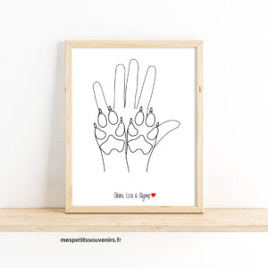 Affiche A4 Minimaliste personnalisée 1 main et 2 pattes