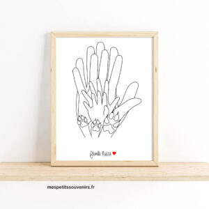 Affiche A4 Minimaliste personnalisée 4 mains 3 pattes