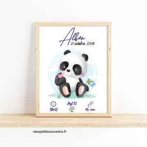 Affiche Naissance Personnalisée Panda