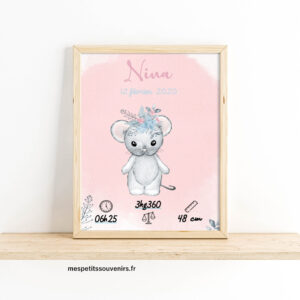Affiche Naissance Personnalisée Souris