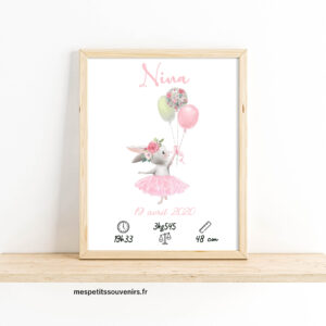 Affiche Naissance Personnalisée Lapin ballons