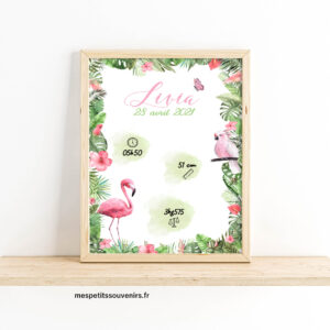 Affiche Naissance flamant rose