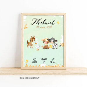 Affiche Naissance Animaux de la ferme