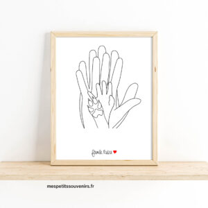 Affiche A4 Minimaliste personnalisée 3 mains et 1 patte