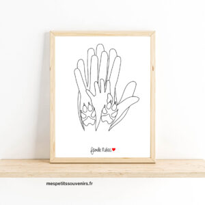 Affiche A4 Minimaliste personnalisée 3 mains & 2 chiens
